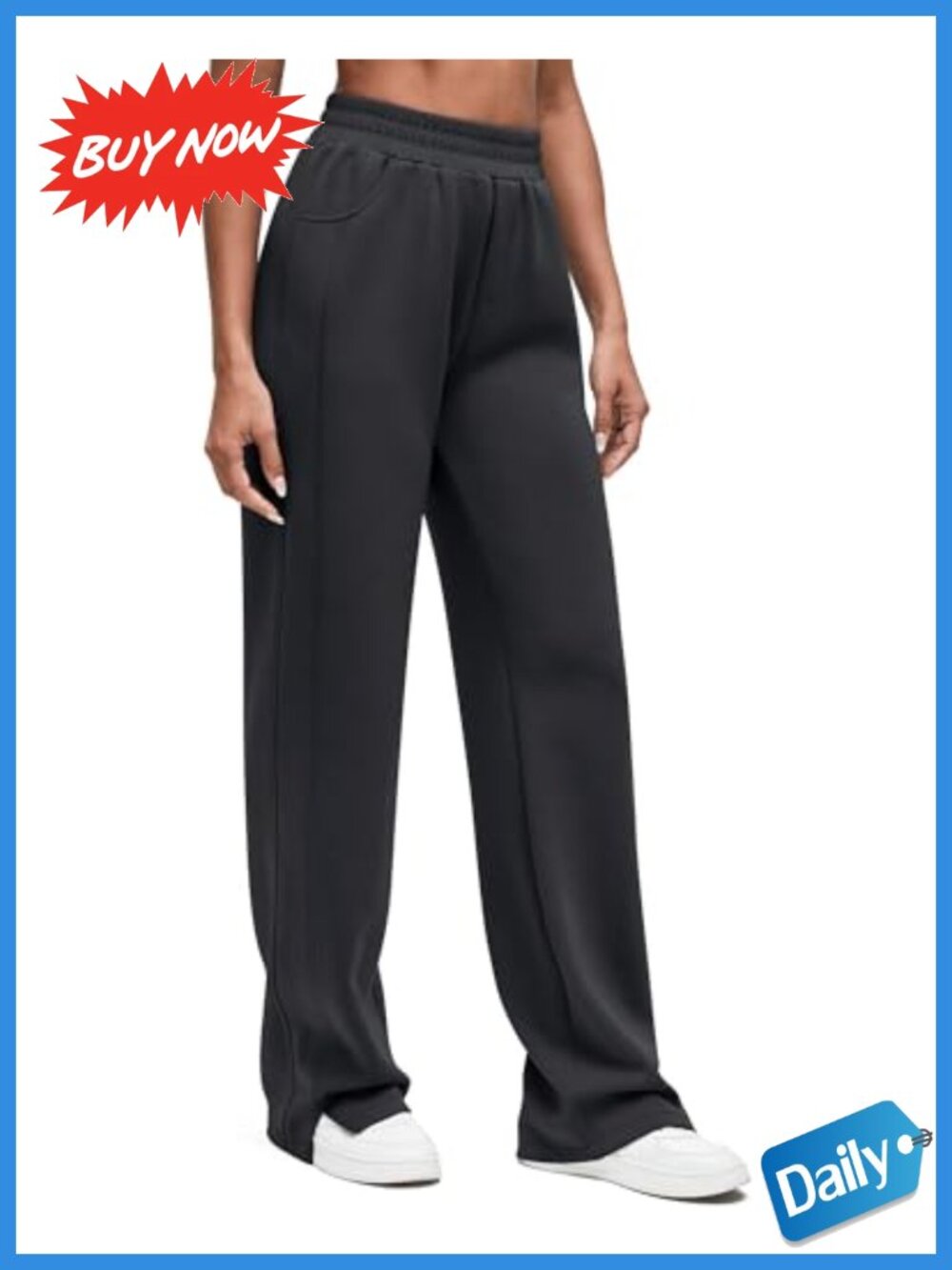Wide Leg Sweatpants High Waisted Side Slit Pockets Modal Soft